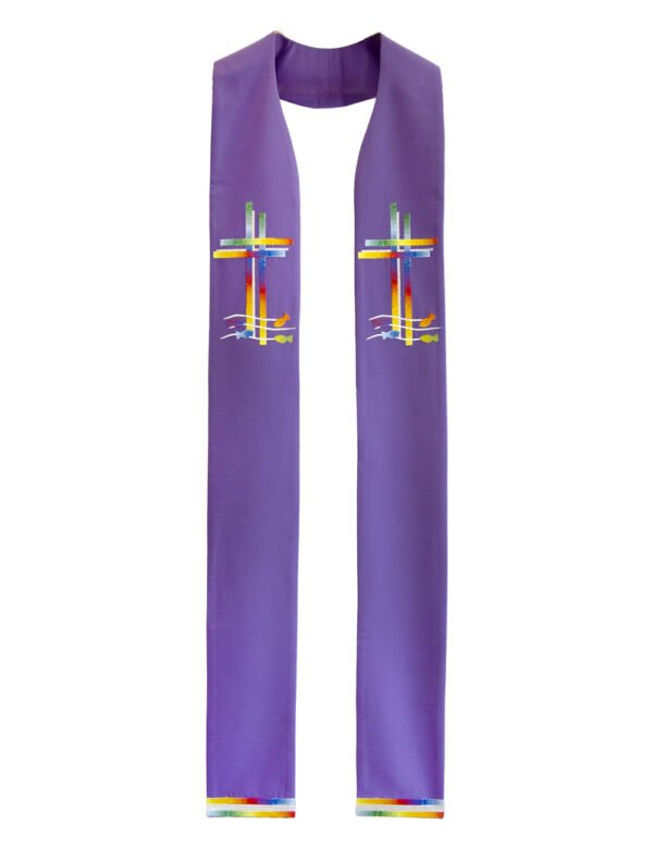 Purple Stole with Colorful Cross