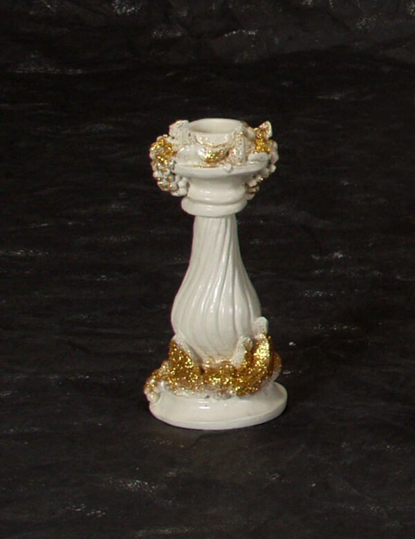 Beige and Gold Candlestick with Fruits