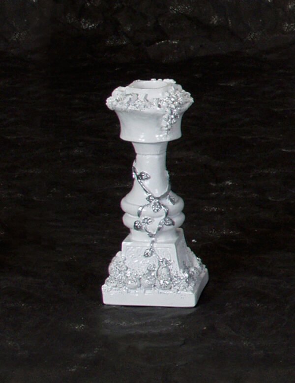 White and Silver Candlestick with Fruits
