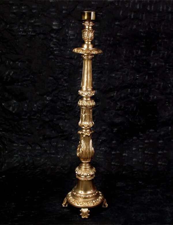 Tall Golden Candlestick with Relief