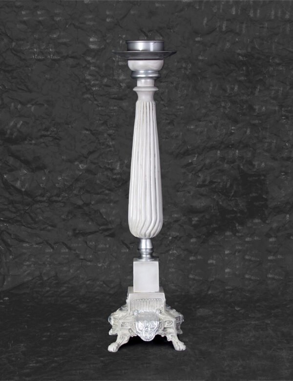 Classic Silver and White Candlestick